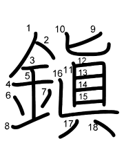 Thứ tự nét chữ 鎭
