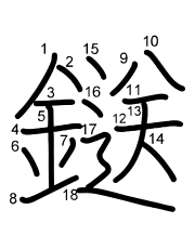 Thứ tự nét chữ 鎹