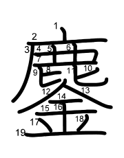 Thứ tự nét chữ 鏖