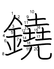 Thứ tự nét chữ 鐃