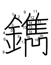 Thứ tự nét chữ 鐫