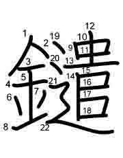 Thứ tự nét chữ 鑓