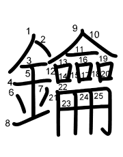 Thứ tự nét chữ 鑰