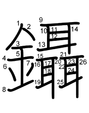Thứ tự nét chữ 鑷