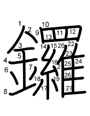 Thứ tự nét chữ 鑼