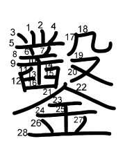 Thứ tự nét chữ 鑿