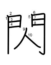 Thứ tự nét chữ 閃