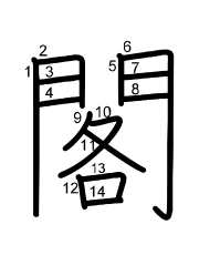 Thứ tự nét chữ 閣