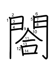 Thứ tự nét chữ 閤