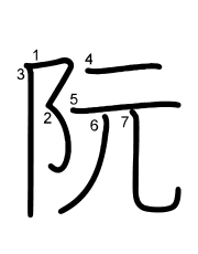 Thứ tự nét chữ 阮