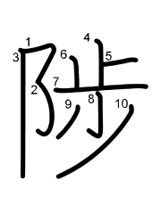 Thứ tự nét chữ 陟