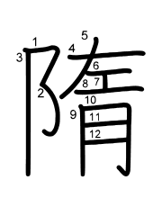 Thứ tự nét chữ 隋