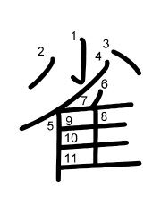 Thứ tự nét chữ 雀
