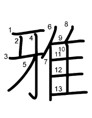 Thứ tự nét chữ 雅