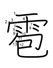 Thứ tự nét chữ 雹