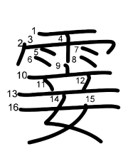 Thứ tự nét chữ 霎