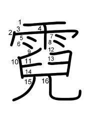 Thứ tự nét chữ 霓