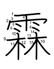 Thứ tự nét chữ 霖