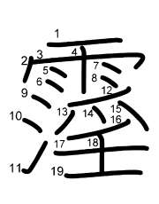 Thứ tự nét chữ 霪