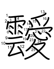 Thứ tự nét chữ 靉