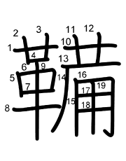 Thứ tự nét chữ 鞴