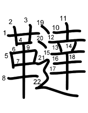 Thứ tự nét chữ 韃