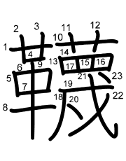 Thứ tự nét chữ 韈