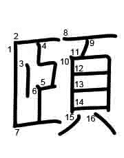 Thứ tự nét chữ 頤