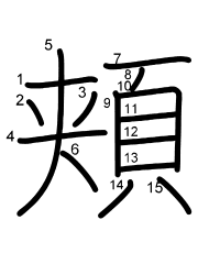 Thứ tự nét chữ 頬