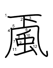 Thứ tự nét chữ 颪