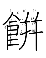 Thứ tự nét chữ 餠