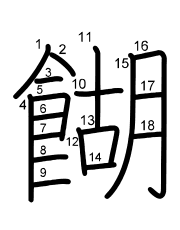 Thứ tự nét chữ 餬