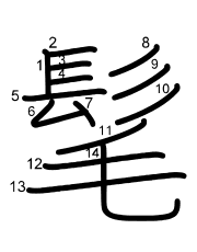 Thứ tự nét chữ 髦