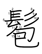 Thứ tự nét chữ 髱