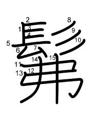 Thứ tự nét chữ 髴