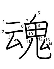 Thứ tự nét chữ 魂