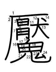 Thứ tự nét chữ 魘