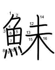 Thứ tự nét chữ 鮇