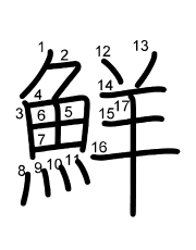 Thứ tự nét chữ 鮮