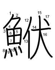 Thứ tự nét chữ 鮲
