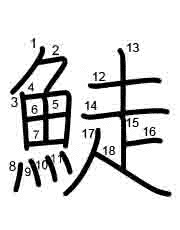 Thứ tự nét chữ 鯐