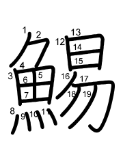 Thứ tự nét chữ 鯣
