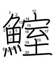 Thứ tự nét chữ 鰘
