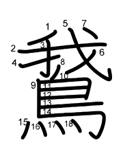 Thứ tự nét chữ 鵞