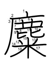 Thứ tự nét chữ 麋