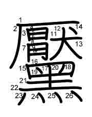 Thứ tự nét chữ 黶