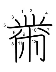 Thứ tự nét chữ 黹