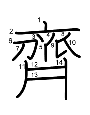 Thứ tự nét chữ 齊