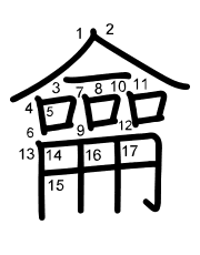 Thứ tự nét chữ 龠