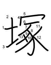 Thứ tự nét chữ 塚